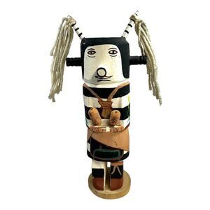 Jemez Indian Hand-Painted Tay-Boo Clown Kachina Doll Pueblo Vintage Katsina